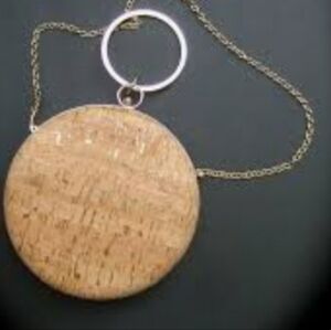 Unique Round Cork Handbag Crossbody 7" Very Cool EUC